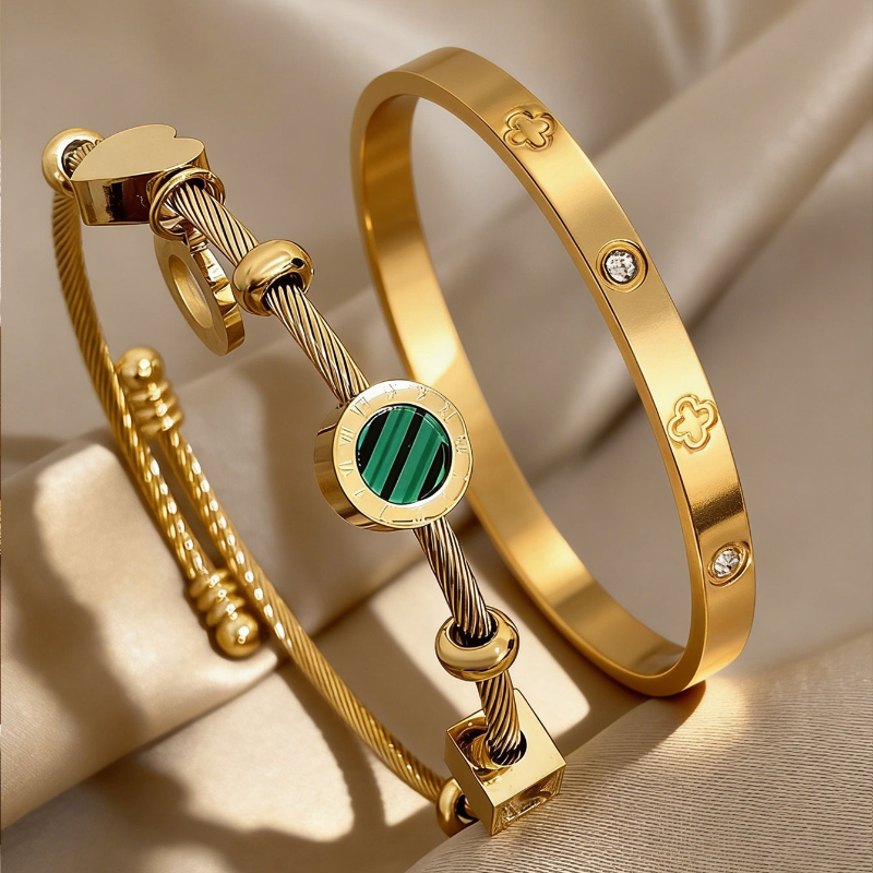 2pcs Multi-Pattern Bracelet Set, Vintage Style for Layering